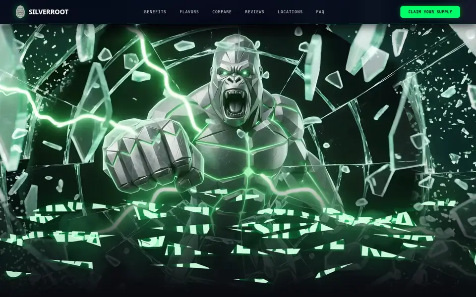 The gorilla's fist breaking through the screen in a burst of glass shards and green lightning.